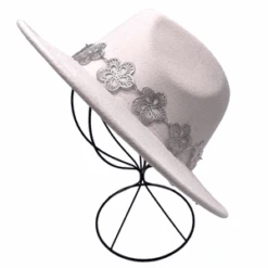 Chapeau à Large Bord Avec Ornement Fleurs En Métal -Accessoires De Mode pdtimg 5010433b