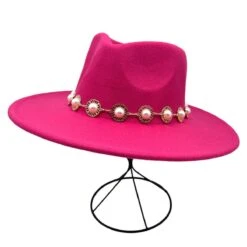 Chapeau En Feutre Polyester à Perles Autour De La Base -Accessoires De Mode pdtimg 5010503hd