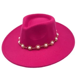 Chapeau En Feutre Polyester à Perles Autour De La Base -Accessoires De Mode pdtimg 5010504hd