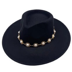 Chapeau En Feutre Polyester à Perles Autour De La Base -Accessoires De Mode pdtimg 5010506hd
