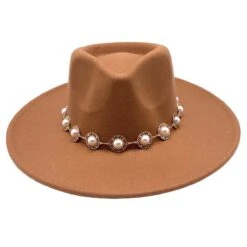 Chapeau En Feutre Polyester à Perles Autour De La Base -Accessoires De Mode pdtimg 5010507hd