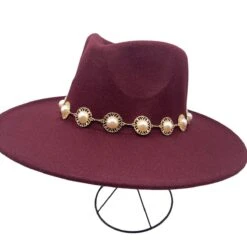 Chapeau En Feutre Polyester à Perles Autour De La Base -Accessoires De Mode pdtimg 5010510hd