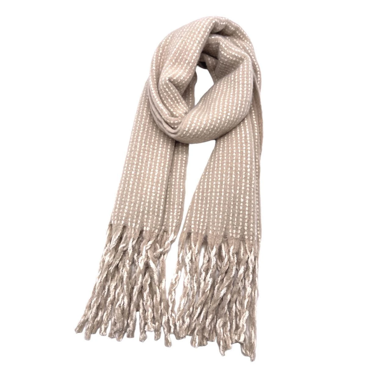 Écharpe Longue à Franges Tricotée En Maille Brillante 19 Écharpe Longue à Franges Tricotée En Maille Brillante – Image 17