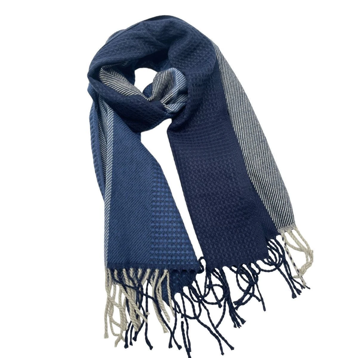 Écharpe Color Block Aux Motifs Texturés Avec Franges 5 Écharpe Color Block Aux Motifs Texturés Avec Franges – Image 3