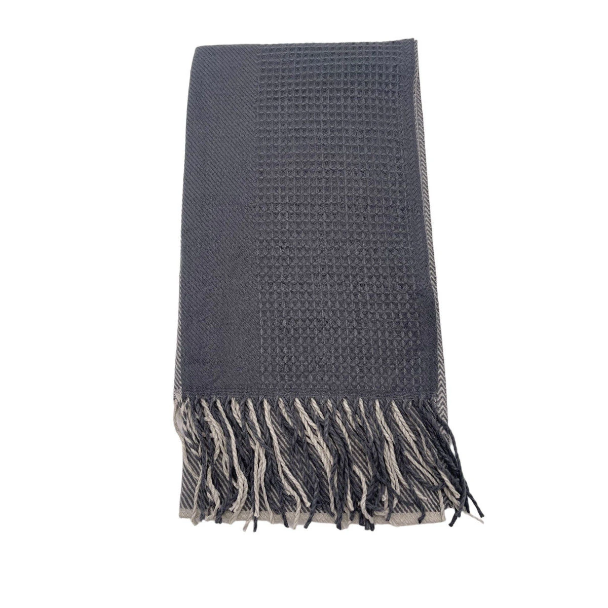 Écharpe Color Block Aux Motifs Texturés Avec Franges 10 Écharpe Color Block Aux Motifs Texturés Avec Franges – Image 8