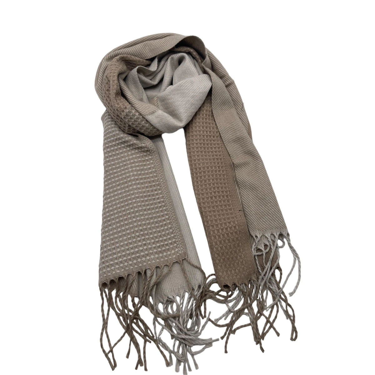 Écharpe Color Block Aux Motifs Texturés Avec Franges 13 Écharpe Color Block Aux Motifs Texturés Avec Franges – Image 11