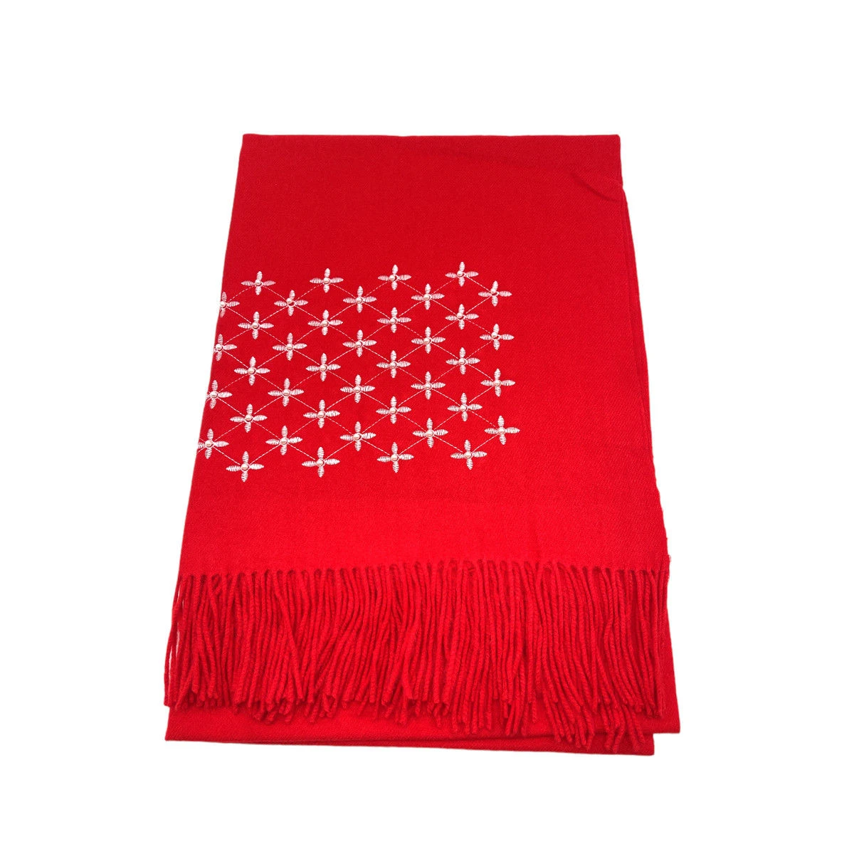 Écharpe En Viscose Effrangée à Broderie Fleurs 6 Écharpe En Viscose Effrangée à Broderie Fleurs – Image 4