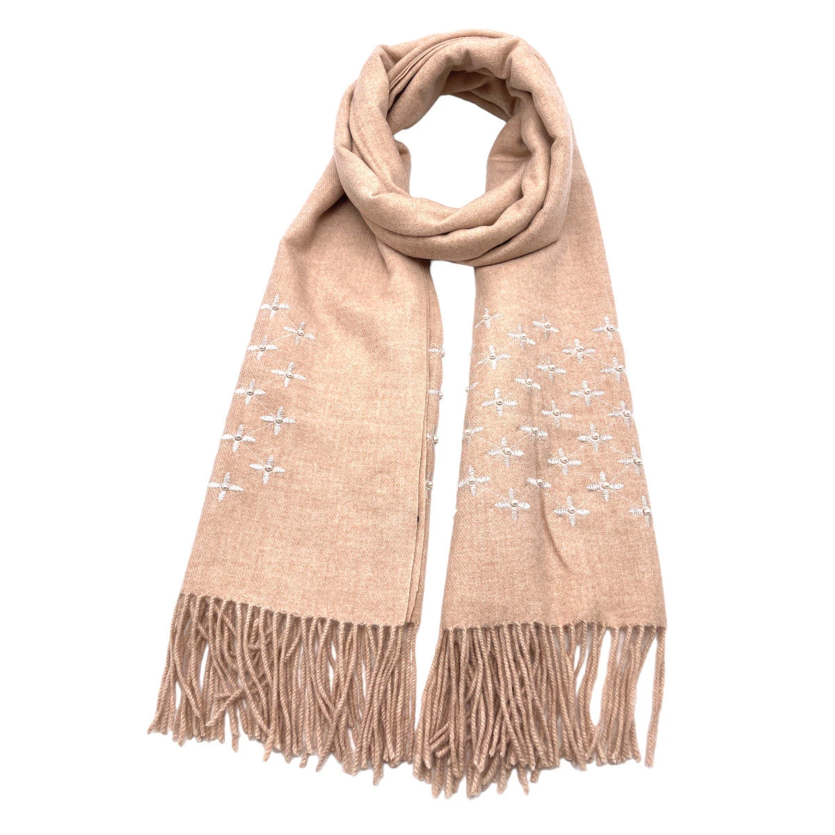 Écharpe En Viscose Effrangée à Broderie Fleurs 9 Écharpe En Viscose Effrangée à Broderie Fleurs – Image 7