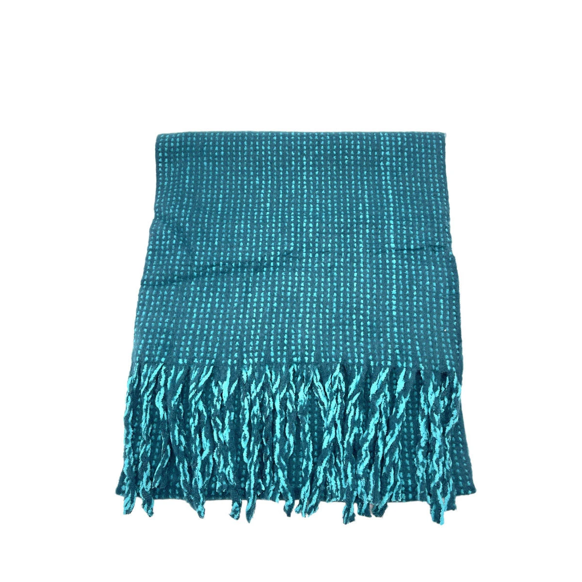 Écharpe Longue à Franges Tricotée En Maille Brillante 6 Écharpe Longue à Franges Tricotée En Maille Brillante – Image 4