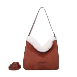 Sac Cabas En Simili Daim Avec Bordure Fausse Fourrure -Accessoires De Mode pdtimg 5020298hd