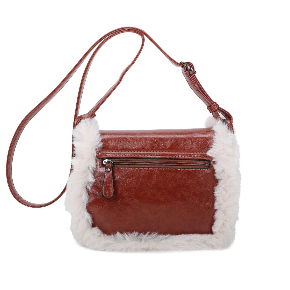 Sac Bandoulière à Rabat Avec Bordure En Fausse Fourrure 7 Sac Bandoulière à Rabat Avec Bordure En Fausse Fourrure – Image 5