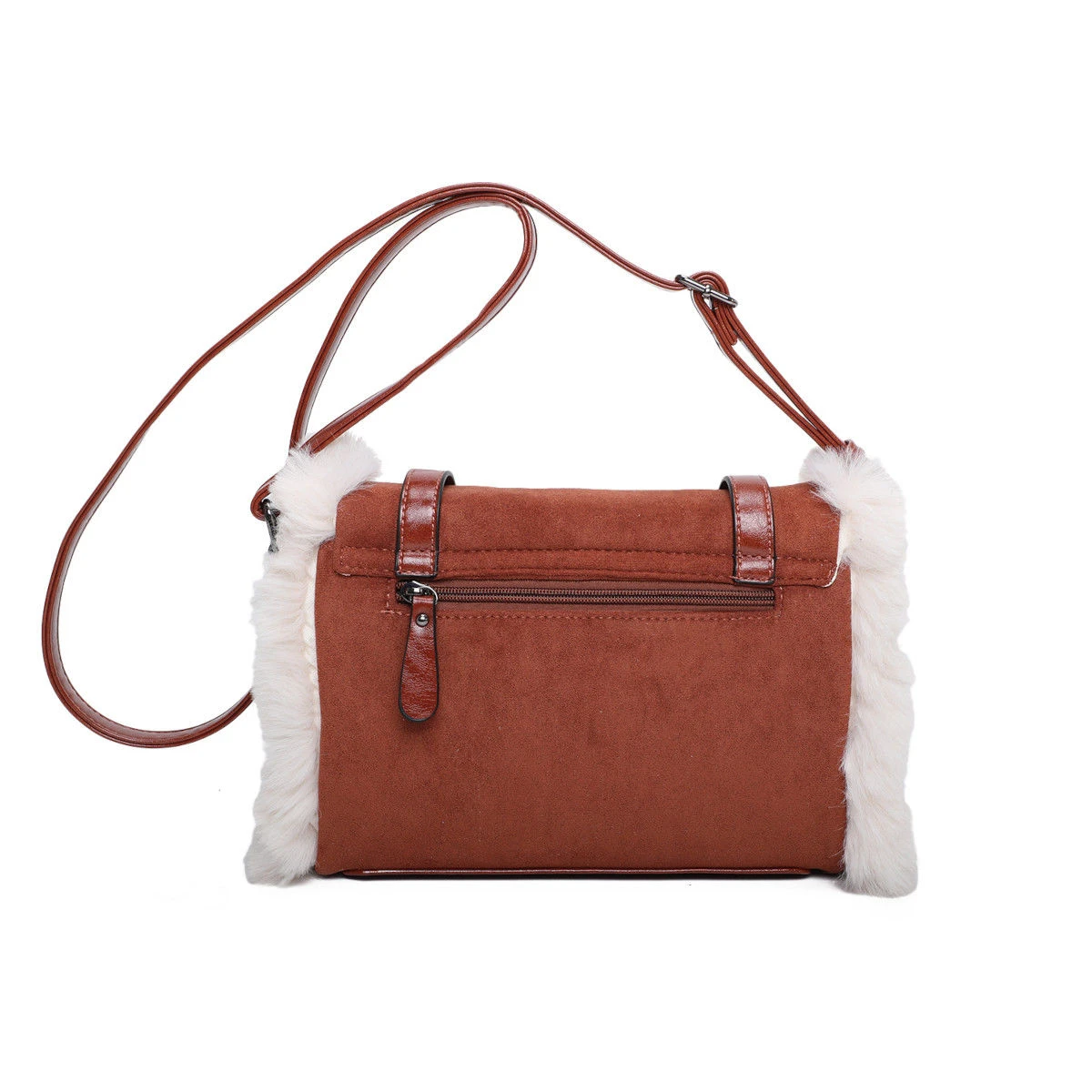 Sac Bandoulière En Suédine Avec Bordure Fausse Fourrure 7 Sac Bandoulière En Suédine Avec Bordure Fausse Fourrure – Image 5