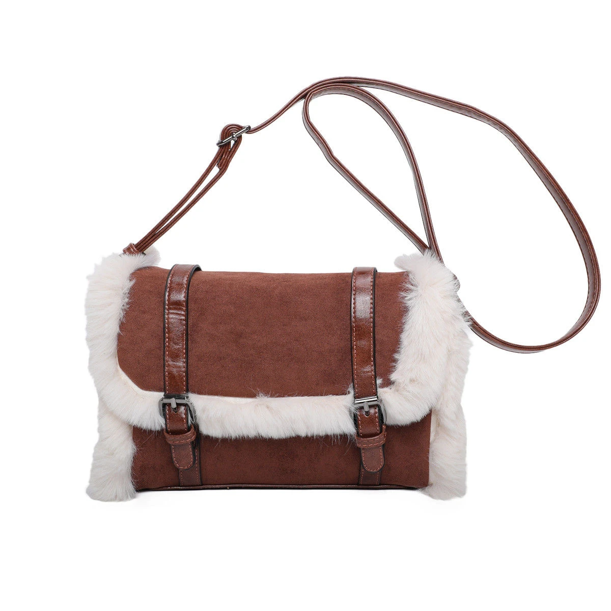 Sac Bandoulière En Suédine Avec Bordure Fausse Fourrure 9 Sac Bandoulière En Suédine Avec Bordure Fausse Fourrure – Image 7