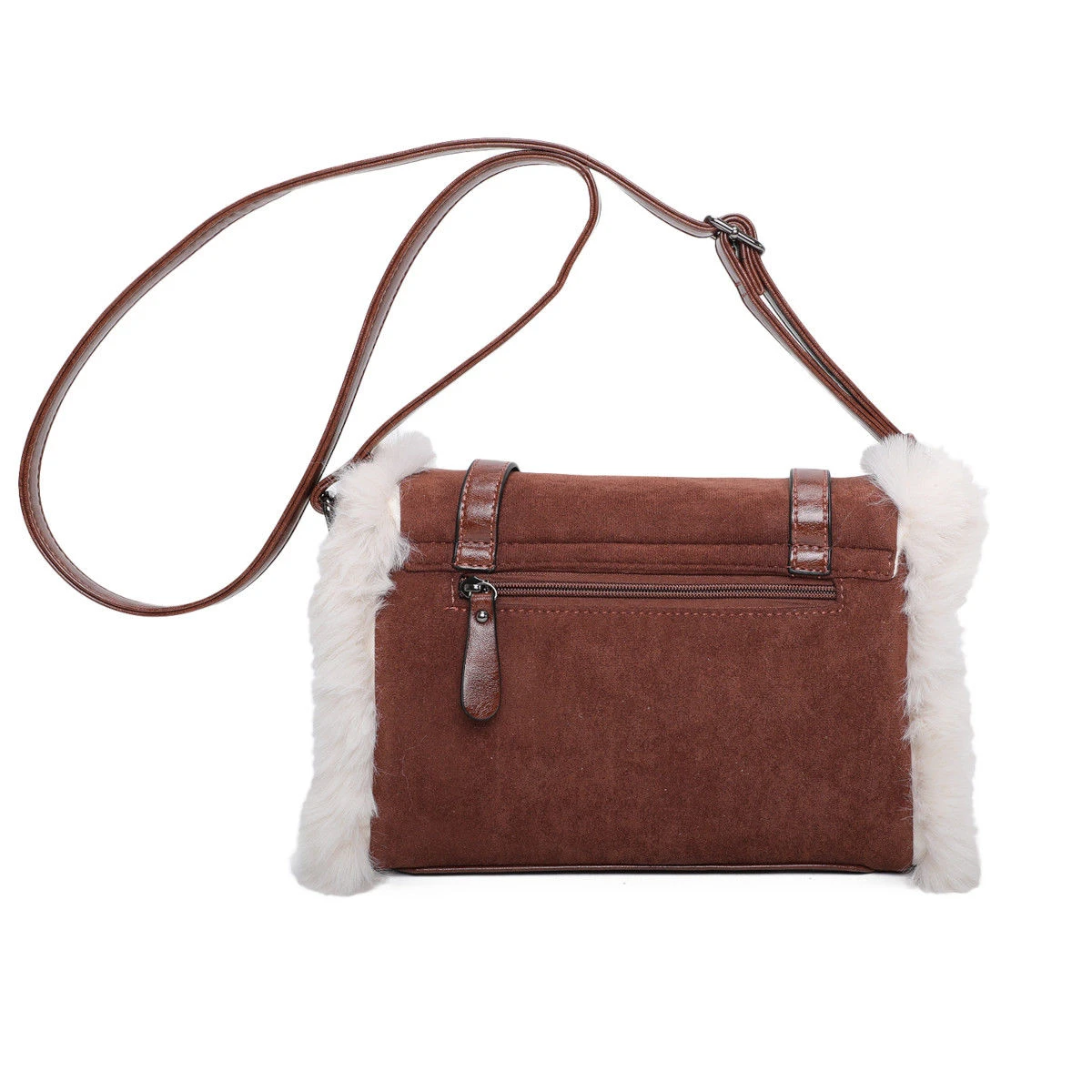 Sac Bandoulière En Suédine Avec Bordure Fausse Fourrure 11 Sac Bandoulière En Suédine Avec Bordure Fausse Fourrure – Image 9