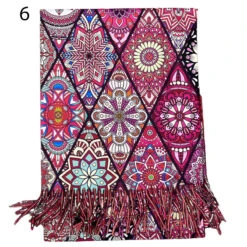 Écharpe à Imprimé Abstrait Avec Extrémités à Franges -Accessoires De Mode pdtimg 5022030hd