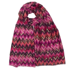 Écharpe Brillante Au Motif Zigzag De Couleur Mixte -Accessoires De Mode pdtimg 5023863hd