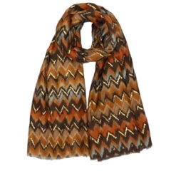Écharpe Brillante Au Motif Zigzag De Couleur Mixte -Accessoires De Mode pdtimg 5023864hd
