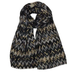 Écharpe Brillante Au Motif Zigzag De Couleur Mixte -Accessoires De Mode pdtimg 5023865hd
