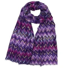 Écharpe Brillante Au Motif Zigzag De Couleur Mixte -Accessoires De Mode pdtimg 5023867hd