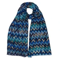 Écharpe Brillante Au Motif Zigzag De Couleur Mixte -Accessoires De Mode pdtimg 5023868hd