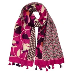 Écharpe Avec Pompons Aux Motifs Fleurs Coloris MIX -Accessoires De Mode pdtimg 5023916hd