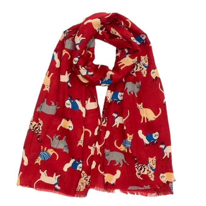 Ravissante écharpe Unie De Motif Chat Coloris MIX 5 Ravissante écharpe Unie De Motif Chat Coloris MIX – Image 3