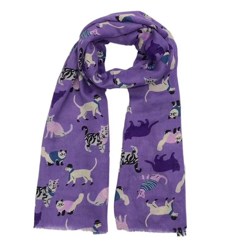 Ravissante écharpe Unie De Motif Chat Coloris MIX 6 Ravissante écharpe Unie De Motif Chat Coloris MIX – Image 4