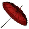 Parapluie Forme Pagode Rouge à Bordure Dentelle Noir -Accessoires De Mode product 10603593hd