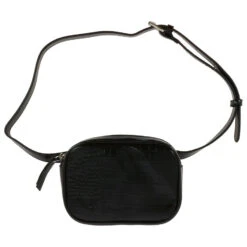 Sac Banane Ouverture à Zip Finition Aspect Croco Noir