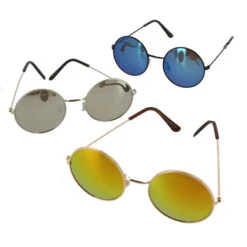Lunettes De Soleil Enfant Ronde Fine Métal Avec Verres Effet Miroir