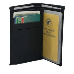 Portefeuille à 2 Volets En Cuir Véritable Avec Protection Anti Fraude Noir