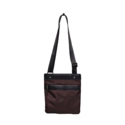 Sac Bandoulière à Glissière Avec Poche Avant Marron