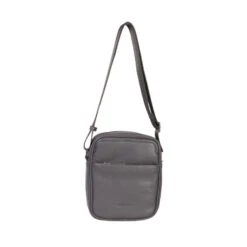Sac à Bandoulière Zippé En Simili Cuir Gris Pour Homme