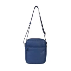 Sac à Bandoulière Zippé En Simili Cuir Marine Pour Homme