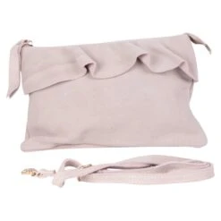 Pochette Zippée Avec Détail Volant Sur Le Devant Rose