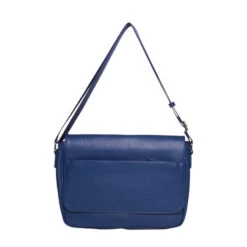 Sac Reporter Uni Marine Porté En Bandoulière Avec Rabat