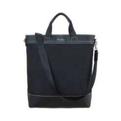 Sac à Main Double Anse Noir Avec Coutures Contrastantes