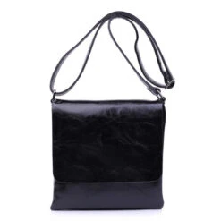 Sac à Bandoulière Plat Zippé Sous Rabat Aimanté Noir