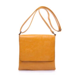 Sac à Bandoulière Plat Zippé Sous Rabat Aimanté Safran