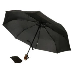 Parapluie Pliant Automatique Avec Une Poignée Droite Noir