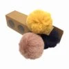 Pompons Imitation Fourrure De Lapin (1 Pompon Moutarde Et 2 Pompons De Couleurs Aléatoires)
