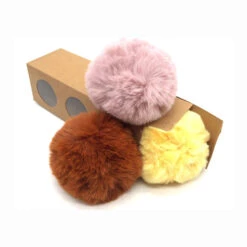 Pompons Imitation Fourrure De Lapin (1 Pompon Multicolore Et 2 Pompons De Couleurs Aléatoires)