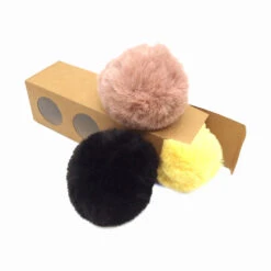Pompons Imitation Fourrure De Lapin (1 Pompon Vieux Rose Et 2 Pompons De Couleurs Aléatoires)