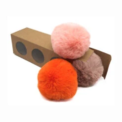 Pompons Imitation Fourrure De Lapin (1 Pompon Blush Et 2 Pompons De Couleurs Aléatoires)