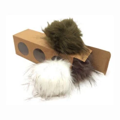 Pompons Fausse Fourrure De Marmotte ( 1 Pompon Kaki Et 2 Pompons De Couleurs Aléatoires)