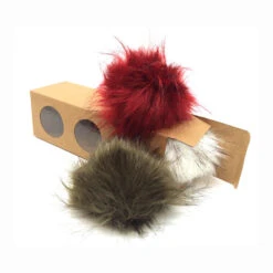 Pompons Fausse Fourrure De Marmotte ( 1 Pompon Carmin Et 2 Pompons De Couleurs Aléatoires)