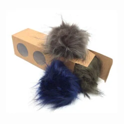 Pompons Fausse Fourrure De Marmotte ( 1 Pompon Gris Foncé Et 2 Pompons De Couleurs Aléatoires)