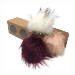 Pompons Fausse Fourrure De Marmotte ( 1 Pompon Blanc Et 2 Pompons De Couleurs Aléatoires)