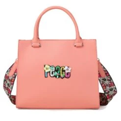 Sac à Main Corail Broderie "PEACE" Avec Lanière Florale