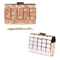 Minaudière Rigide Rectangle Structuré Avec Effet Marbré